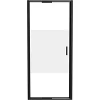 Luca Varess Vidor In porte pivotante 90 cm x 190 cm verre transparent avec bande matte profil noir mat