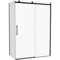 Luca Varess Boltano paroi de douche avec porte coulissante et paroi latérale fixe, 140 x 90 cm, verre transparent, profil noir