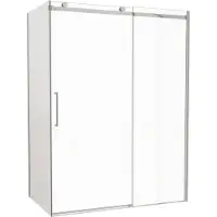 Luca Varess Boltano paroi de douche avec porte coulissante et paroi latérale fixe, 150 x 90 cm, verre transparent, profil chrome