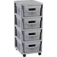 Curver Chariot de rangement ajouré 4x11L - - Infinity - Gris - Mixte