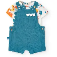 Boboli Knit Combined Short Sleeve Set Bleu 1 Months Enfants