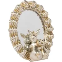 Mars & More , miroir ovale pour lapin, résine, argenté, 16x7,2x20,3 cm