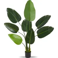 TecTake Arbre à oiseaux de paradis Tropic - Strelitzia - Plante artificielle fidèle à la nature avec des feuilles détaillées et un pot de fleurs robuste - Facile d'entretien et polyvalent - Hauteur :