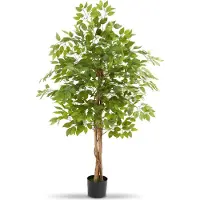 TecTake Arbre Ficus Artificiel - Plante artificielle fidèle à la nature avec des feuilles réalistes et un pot de fleurs robuste - Facile d'entretien et polyvalent - Hauteur : 160cm