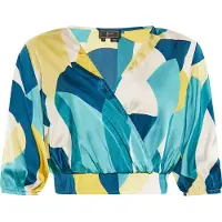Faina Chemisier bleu / jaune / blanc cassé