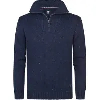 Petrol Industries - Pull en maille à demi-zip pour homme Denver - Bleu - Taille L