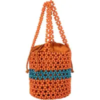 IZIA Poche ventrale bleu cyan / cognac / orange