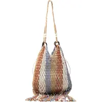 IZIA Cabas beige / bleu / cognac / blanc cassé
