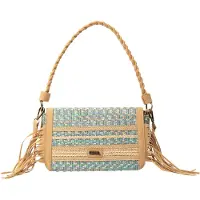 IZIA Sac à bandoulière camel / turquoise / vert clair / éosine