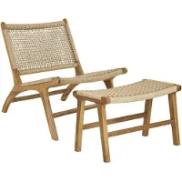 Ebuy24 Derby fauteuil avec repose-pieds teck.