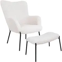 Ebuy24 Glasgow fauteuil avec repose-pieds blanc.