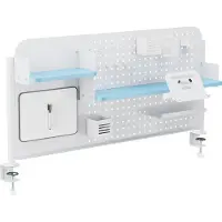 En.casa Organiseur de bureau « Sauda » 114 x 68 cm Tableau à fiches avec accessoires Support à pince Acier Blanc/Bleu