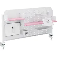 En.casa Organiseur de bureau « Sauda » 114 x 68 cm Tableau perforé avec accessoires Support à pince en acier blanc/rose