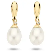 Marie-Celeste Celeste Earparts perles et zircons, (Perle d'eau douce et zirconium)