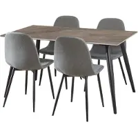 Ebuy24 Wicklow ensemble pour salle à manger table et 4 chaises gris, gris foncé.