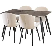Ebuy24 Wicklow ensemble pour salle à manger table et 4 chaises gris, beige.