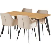 Ebuy24 Cadiz ensemble pour salle à manger table et 4 chaises naturel, beige.