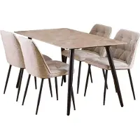 Ebuy24 Wicklow ensemble pour salle à manger table et 4 chaises brun, beige.