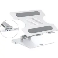 Desq Support réglable pour ordinateur portable avec hub USB-C, chargeur PD et port HDMI, Support pour notebook, Argent