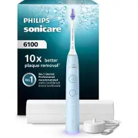 Philips Brosse À Dents Électrique Sonicare Série 6100 Bleu Clair + Tête De Brosse Sensible Étui Voyage - Hx7406/02