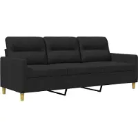 vidaXL Canapé à 3 places Noir 180 cm Tissu