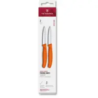 Victorinox Swiss Classic 6.7609.2C1 Straight, Orange, set de 2 couteaux à légumes, 8 cm