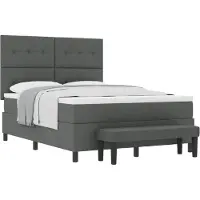 vidaXL Lit à sommier tapissier avec coussins, gris foncé, 160 x 200 cm, tissu