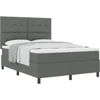 vidaXL Lit boxspring avec tête de lit gris foncé 140 x 190 cm Tissu
