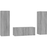vidaXL Ensemble de meubles TV 3 pièces Gris Sonoma Bois composite