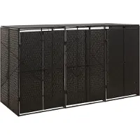 vidaXL Box pour poubelles 3 tonnes noir 207x80x117 cm Poly rotin