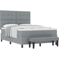 vidaXL Lit boxspring avec tête de lit gris clair 140 x 200 cm Tissu