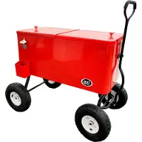 Axi Retro Cooler Rouge | Réfrigérateur De Boissons Mobile Pour L’Extérieur / Le Jardin | Glacière 76 Litre