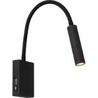 Lucide Lampe de chevet Alec noir avec port USB
