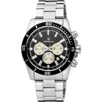 Orphelia Chronographe avec mouvement quartz, tachymètre et affichage date, étanche, Argent, (Chronographe, 47 mm)