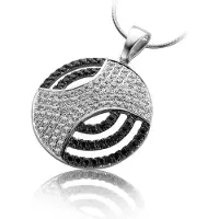 Orphelia Ciondolo in Argento Sterling Zirconia Bianco Nero Micro Impostazione, (Argent sterling 925)