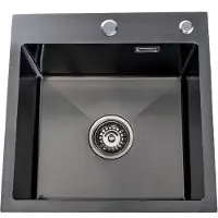 Lendo Online Évier Inox Anthracite 44×44 Trou de Robinet