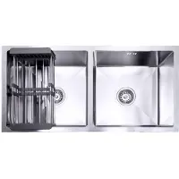 Lendo Online Évier Double Inox 87×44 Argent avec Égouttoir