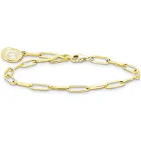 Thomas Sabo Charm bracelet en émail blanc scintillant doré à froid, (15 cm, Argent 925, Émail)