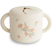 Mushie Baby Snack Cup tasse pour les collations Pink Flowers 1 pcs