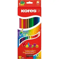 Kores Crayons de couleur "DUO", étui carton de 12 pièces + taille-crayon GRATUIT avec champ pour le (12x)