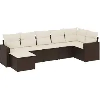 vidaXL Ensemble de salon de jardin 7 pièces avec coussins Marron Poly rotin