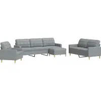 vidaXL Ensemble de canapés 4 pièces avec pouf Tissu gris clair