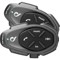 Interphone TOUR HD pour moto, portée de 1500 m, lot de 2, noir