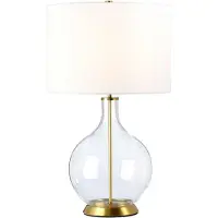 Elstead Lighting Lampe de table avec abat-jour Orb blanc et doré, 1xE27x60W, verre, dimensions : 67x36x36 cm, IP20, Elstead