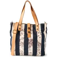Campomaggi Cabas 'Genziana' bleu marine / noisette / blanc cassé