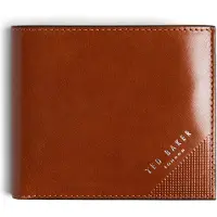 Ted Baker Cuir porte-monnaie Embossed Corner Leather Bifold Coin Wallet Tan marron clair