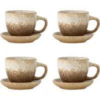 Bloomingville Brenta With Saucer Cup 4 Units Beige