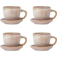 Bloomingville Ensemble tasse et soucoupe Brenta rose 4 pièces
