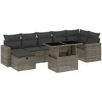 vidaXL Ensemble de jardin canapé 8 pièces avec coussins Gris Poly rotin