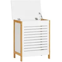 SoBuy FSS66-WN Panier à linge avec couvercle - 69 x 13 x 54 cm - Blanc